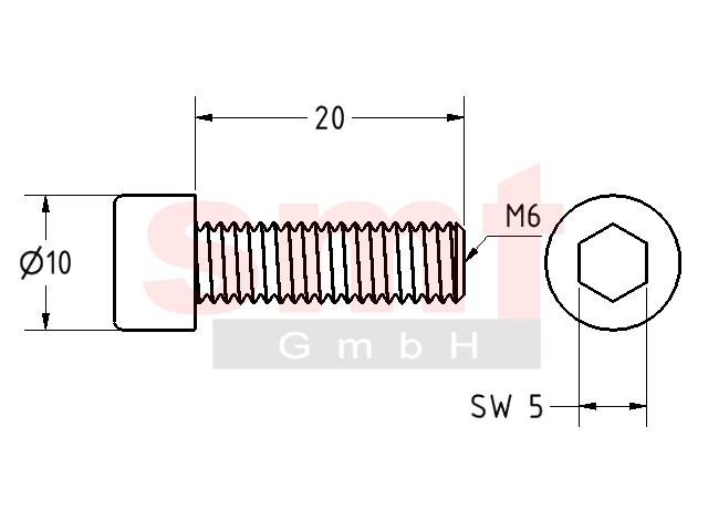 Zylinderkopfschraube DIN 912 M6x20 verzinkt ᐅ 0.16€ - DIN-Normteile -  Baureihe 8 - SMT GmbH